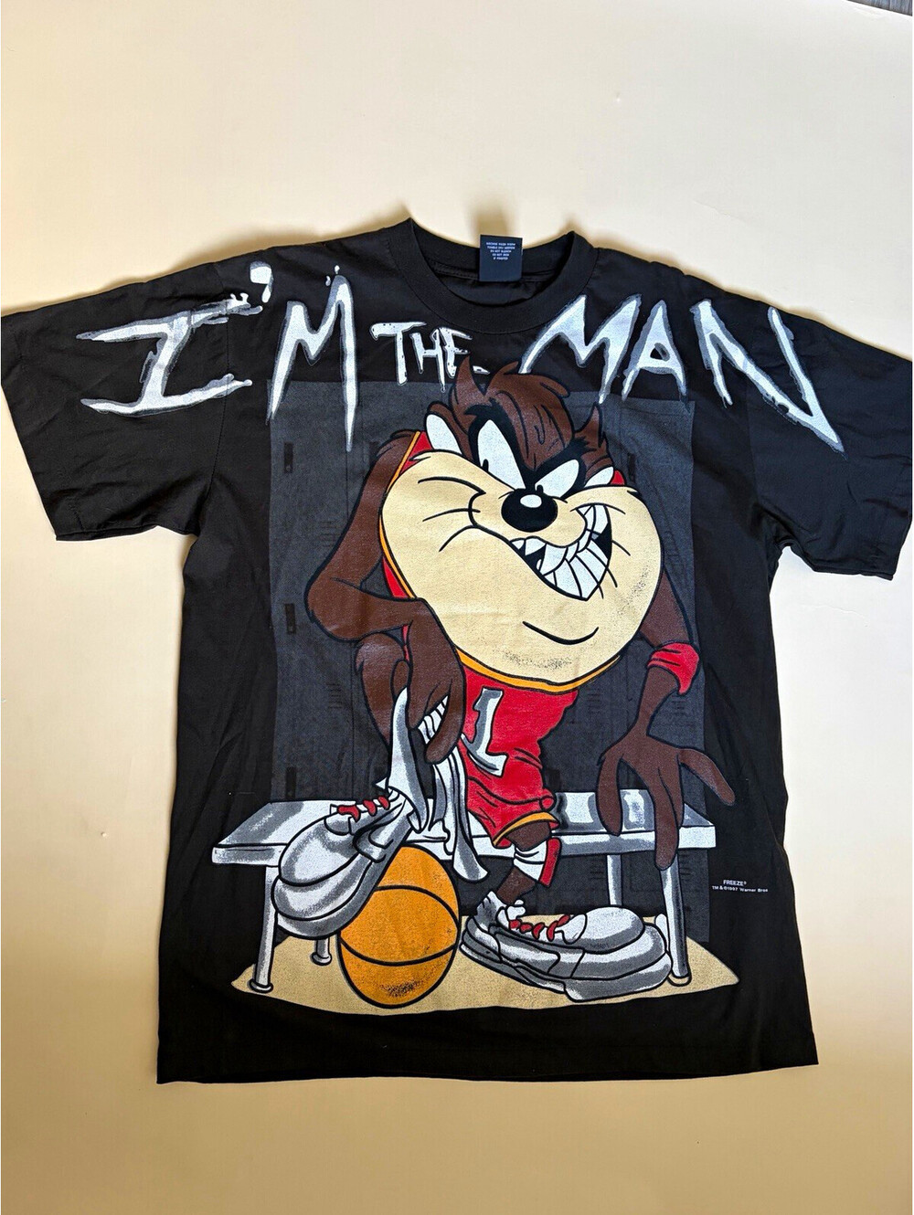 Giant Tee Jays Taz Looney Tunes 90s Black Heavyweight Graphic T-Shirt XL
